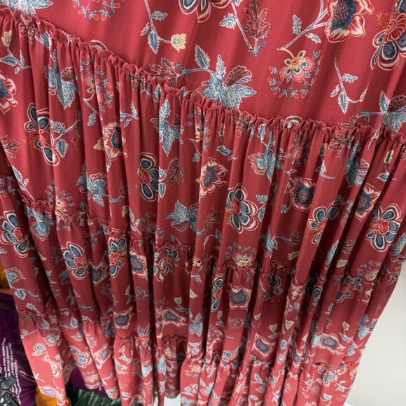 Sachin & Babi Kara Maxi Dress Red Floral Tiered Boho Chic Women’s Size 8 - Picture 7 of 11